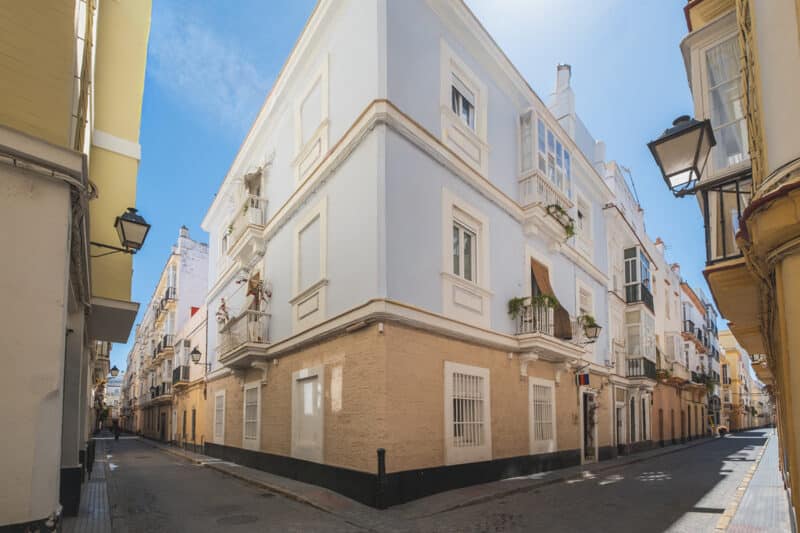 Reception area of Palacete de la Alameda boutique hotel in Cádiz Old Town